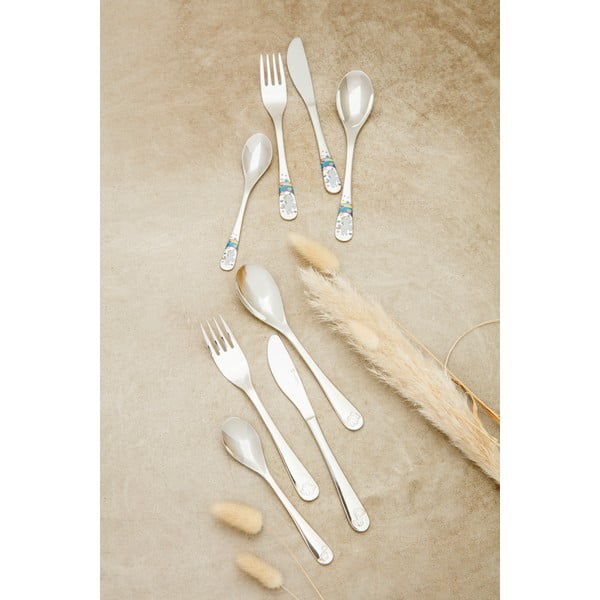 Vaikiški stalo įrankiai sidabrinės spalvos iš nerūdijančio plieno 4 vnt. Unicorn – Zilverstad-image-1