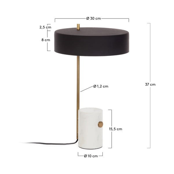Balta-juoda stalinė lempa su metaliniu gaubtu (aukštis 53 cm) Phant - Kave Home-image-4