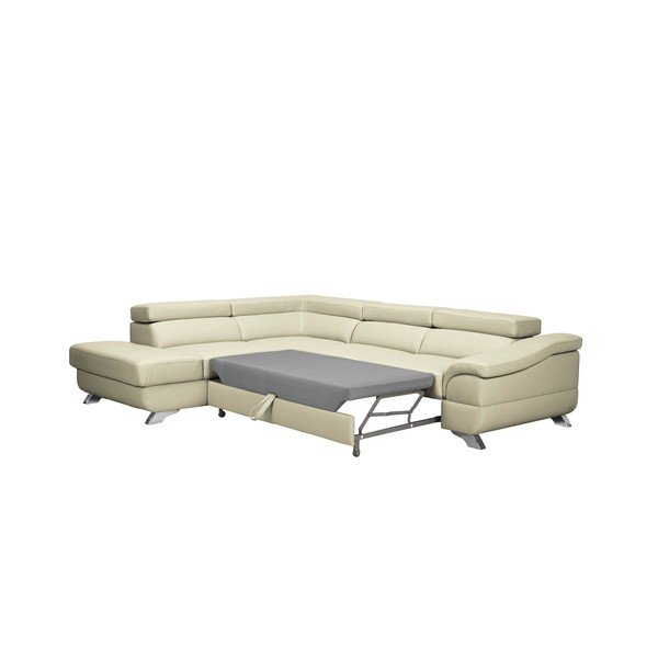 Smėlio spalvos odinė sofa lova "Windsor & Co Sofas Gamma", kairysis kampas-image-3