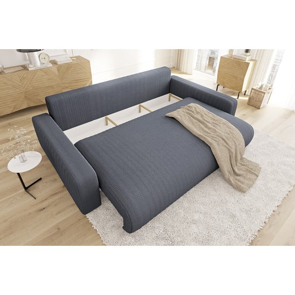 Tamsiai pilkos spalvos iš kordinio velveto sulankstoma/su sandėliavimo vieta sofa 234 cm Sara – Ropez-image-4