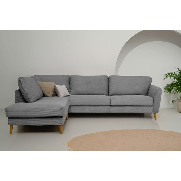 Iš kordinio velveto kampinė sofa tamsiai pilkos spalvos (su kairiuoju kampu) Paris – Scandic-image-1