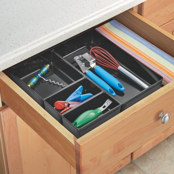 Juodas stalčių organizatorius "InterDesign Linus Grand", 30,5 x 30,5 cm-image-1