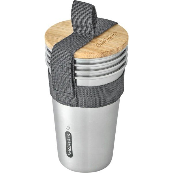 Sidabrinės spalvos iš nerūdijančio plieno kelioninis puodelis (ne termo) 500 ml – Black + Blum