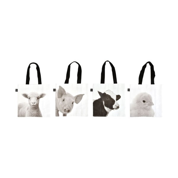 4 pirkinių maišelių rinkinys su fermos gyvūnų spauda "Esschert Design