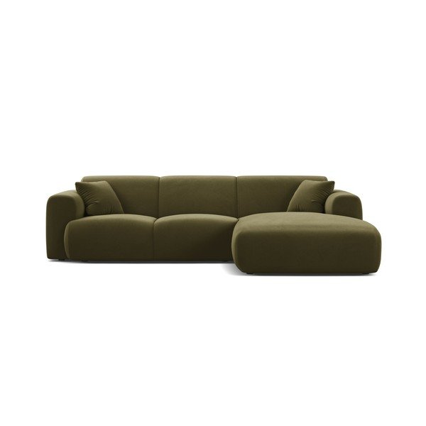 Khaki spalvos kampinė sofa iš velveto (su dešiniuoju kampu/su gultu) Molino – Micadoni -image-2