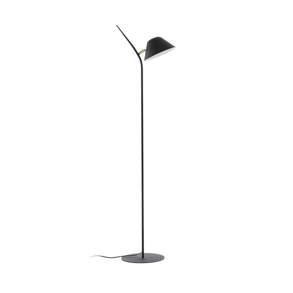 Juodos spalvos pastatomas šviestuvas (aukštis 152 cm) su metaliniu gaubtu Aurelia – Kave Home