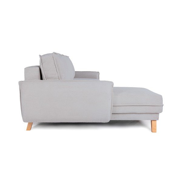 Šviesiai pilkos spalvos sulankstoma/su sandėliavimo vieta kampinė sofa iš kordinio velveto Tori – Bonami Selection-image-4