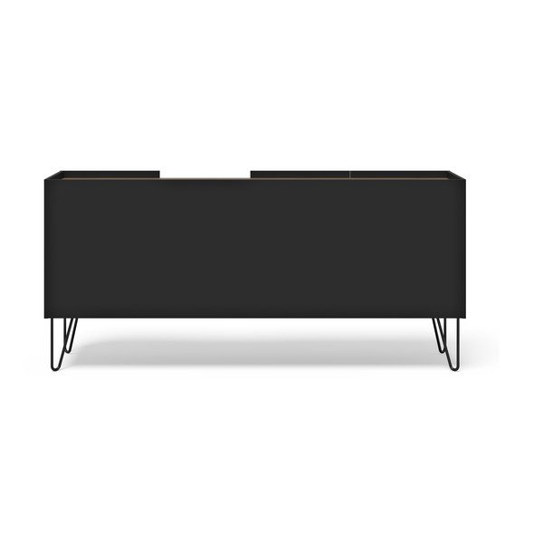 Žema šoninė spintelė juodos spalvos/rudos spalvos iš riešutmedžio 180x83 cm Nina – TemaHome-image-3