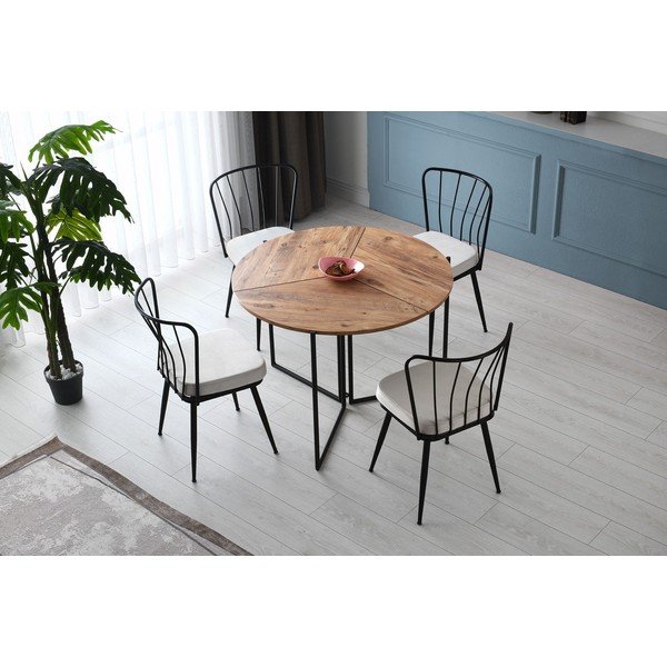 Valgomojo kėdės iš metalo baltos spalvos/juodos spalvos 2 vnt. Yildiz – Kalune Design-image-1