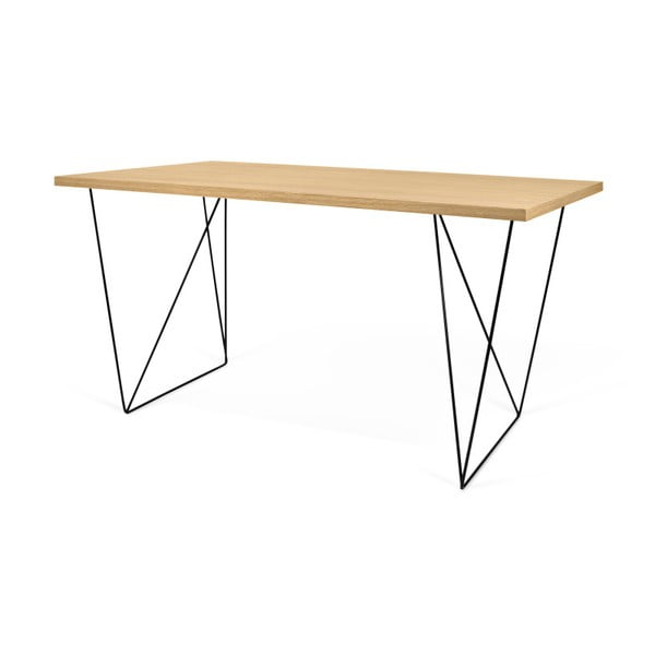 Ąžuolinis darbo stalas su juodomis kojomis TemaHome Flow, 140 x 75 cm-image-4