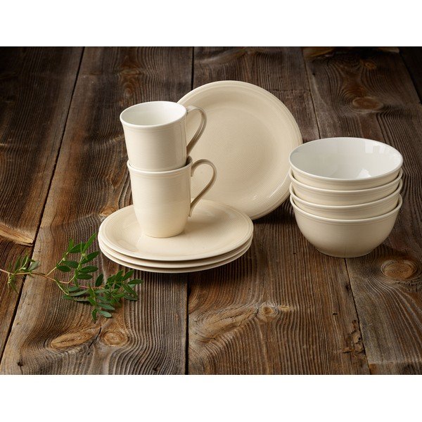 Baltos ir smėlio spalvos porcelianinė desertinė lėkštė Villeroy & Boch Like Color Loop, ø 21,5 cm-image-2