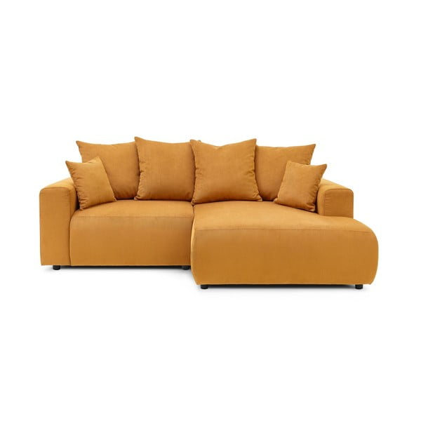 Iš velveto kampinė sofa ochros spalvos Enjoy – Bobochic Paris