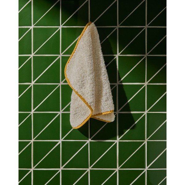 Geltonos spalvos/baltos spalvos iš frote audinio iš medvilnės rankšluostis 30x50 cm Sedora – Kave Home-image-1