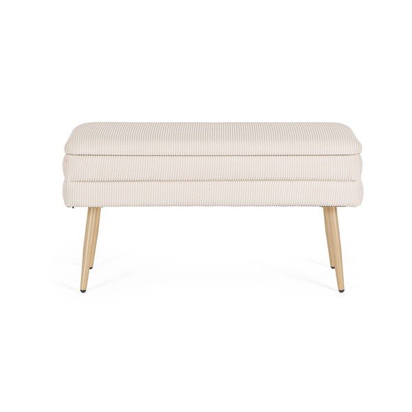 Baltos spalvos paminkštinto audinio suolas Olga – Bizzotto