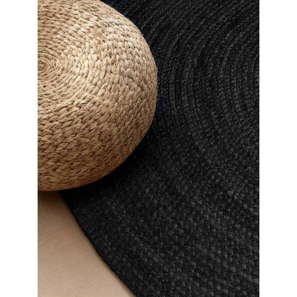 Apverčiamas/rankų darbo juodos spalvos iš džiuto kilimas 160x230 cm Braided – Hanse Home-image-2