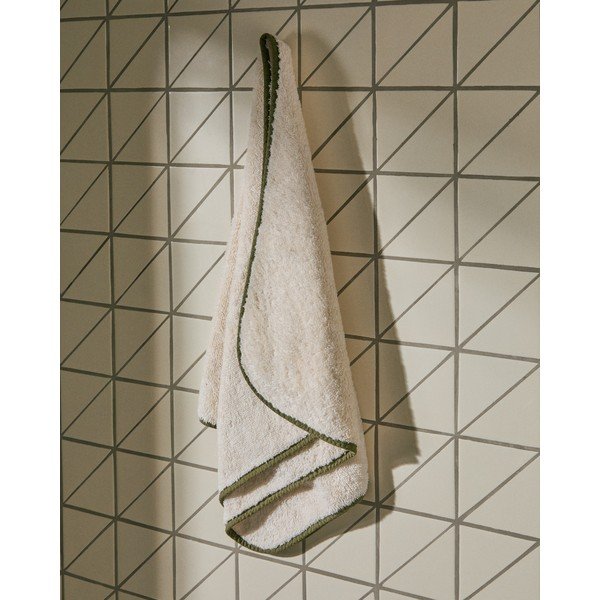 Baltos spalvos/žalios spalvos iš frote audinio iš medvilnės rankšluostis 50x90 cm Sedora – Kave Home-image-1