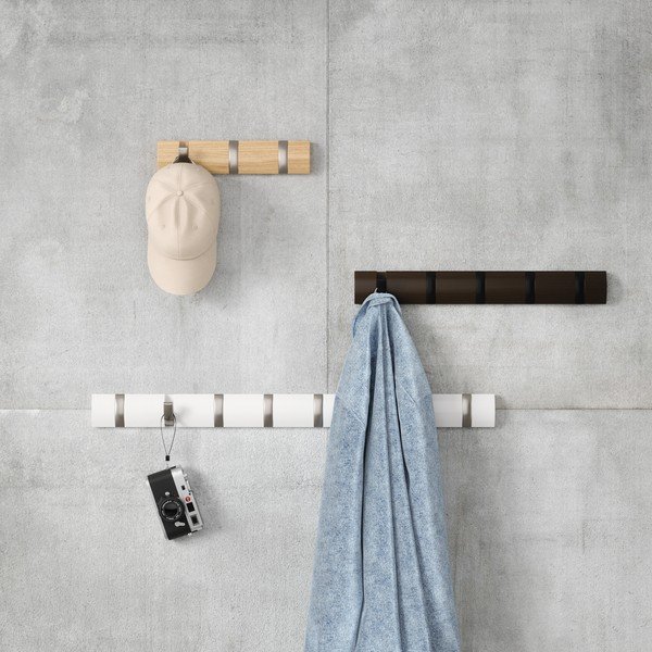 Matinės baltos spalvos iš pušies masyvo sieninė lentyna 81 cm Flip – Umbra-image-2