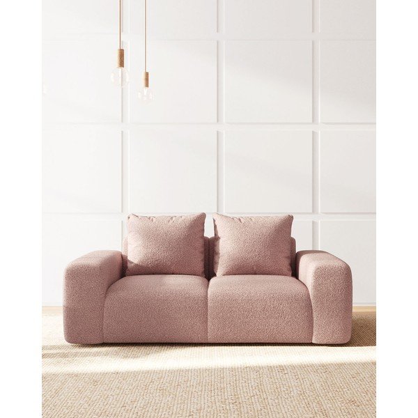 Sofa šviesiai rožinės spalvos iš boucle 212 cm Feiro – MESONICA-image-1