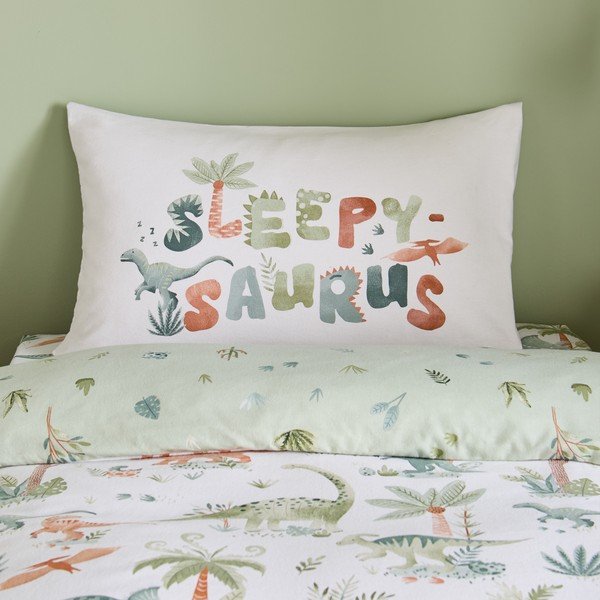 Kreminės spalvos iš flanelės viengulė vaikiška patalynė 135x200 cm Brushed Sleepy Saurus Dino – Catherine Lansfield-image-4