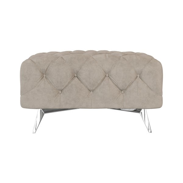 Pilkai smėlinės spalvos iš velveto taburetė Chelsea – Ropez