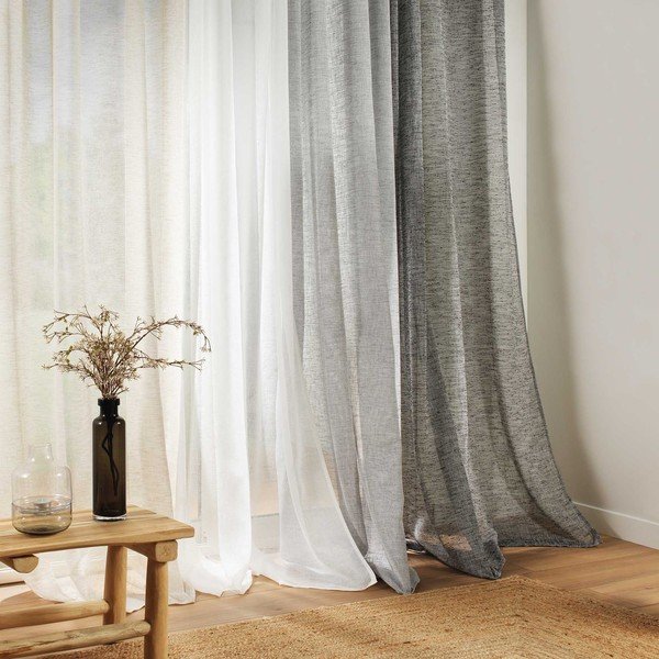 Dramblio kaulo spalvos iš šydo permatoma užuolaida 140x240 cm Carlin – douceur d'intérieur-image-1