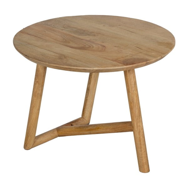 Natūralios spalvos iš mango masyvo apvalios formos kavos staliukas ø 60 cm Mao – Ixia