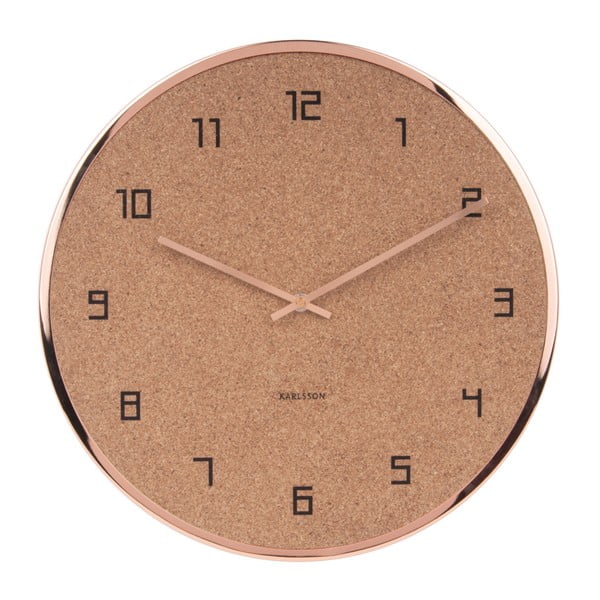 Rudas kamštinis sieninis laikrodis Karlsson Modest, ⌀ 40 cm