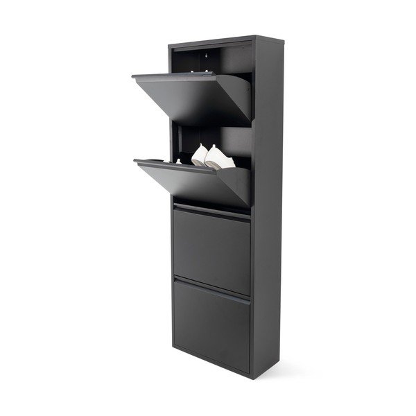 Juodos spalvos iš metalo atlenkiama spintelė batams 50x150x22 cm Billy – Spinder Design-image-4