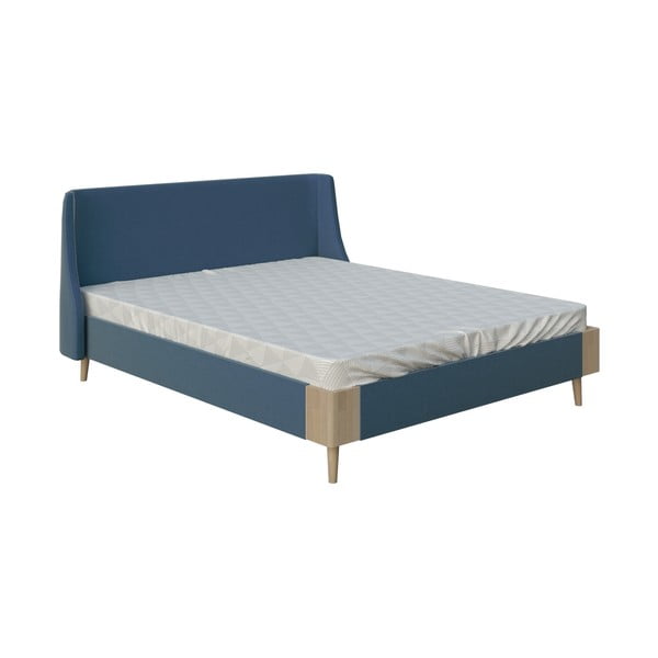 Mėlyna dvigulė lova ProSpánek Lagom Side Soft, 160 x 200 cm