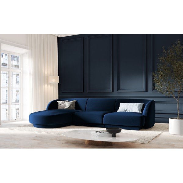 Mėlyna aksominė kampinė sofa (kairysis kampas) Miley - Micadoni Home-image-4