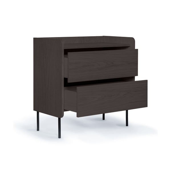 Aukšta šoninė spintelė juodos spalvos iš ąžuolo 80x82 cm Wrap – Bonami Selection-image-3