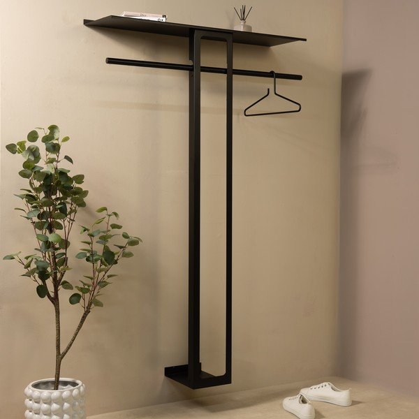 Juodos spalvos iš plieno sieninė lentyna su lentyna 100 cm Luno Large – Spinder Design-image-1