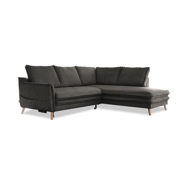 Sulankstoma kampinė sofa tamsiai pilkos spalvos (su dešiniuoju kampu) Charming Charlie – Miuform