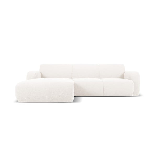 Kampinė sofa baltos spalvos iš boucle (su kairiuoju kampu) Molino – Micadoni Home