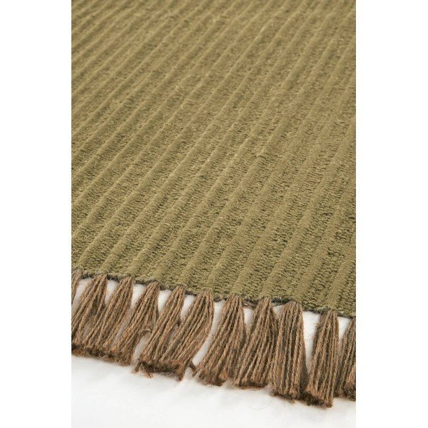 Rankų darbo žalios spalvos iš medvilnės mišinio kilimas 200x300 cm Channa – Jotex-image-3