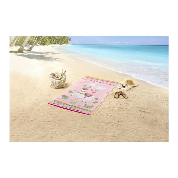 Paplūdimio rankšluostis Good Morning Lama, 75 x 150 cm-image-1