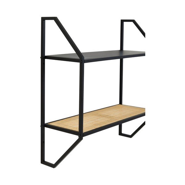 Juodos spalvos/natūralios spalvos iš metalo kelių aukštų sieninė lentyna 61 cm Depok – Premier Housewares-image-3