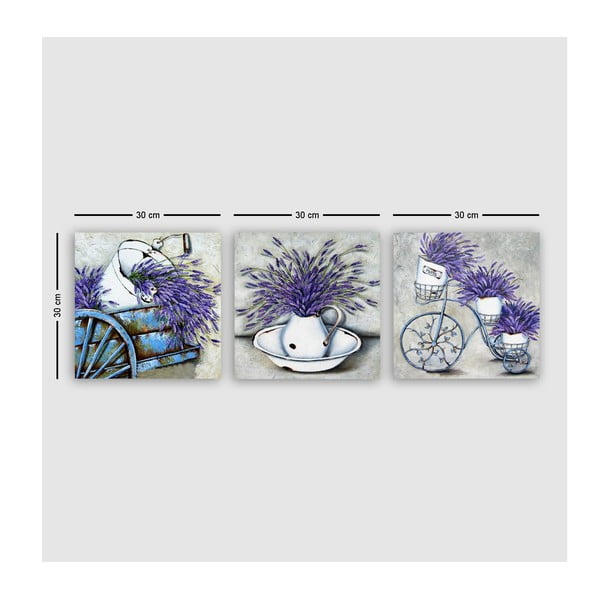Paveikslai 3 vnt. rinkinyje 30x30 cm Lavender - Wallity-image-2