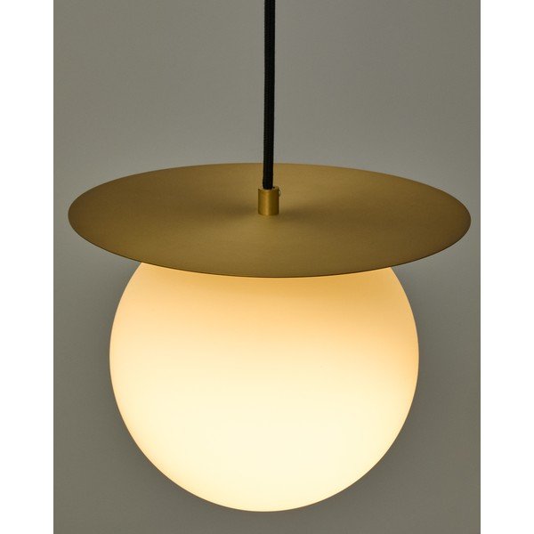 Baltos spalvos/auksinės spalvos iš metalo kabantis šviestuvas ø 25 cm su stiklo gaubtu Brisia – Kave Home-image-2