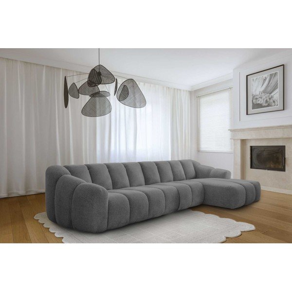 Pilkos spalvos kampinė sofa (su dešiniuoju kampu/su gultu) Shell – Miuform-image-4