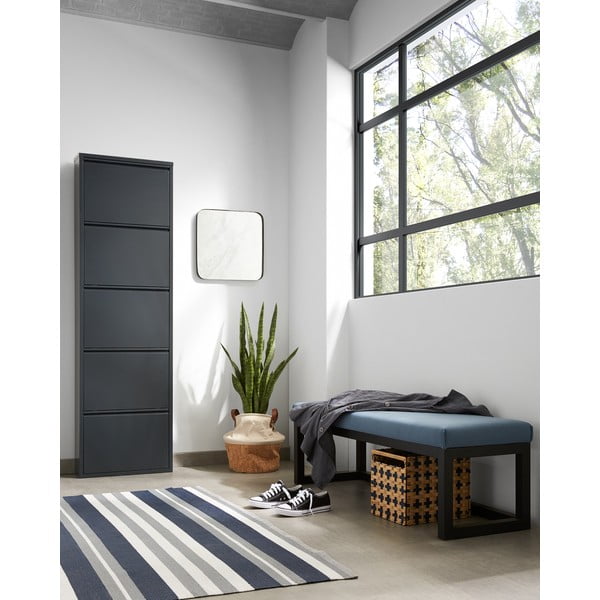 Antracito spalvos iš metalo atlenkiama spintelė batams 50x169x15 cm Ode – Kave Home-image-3