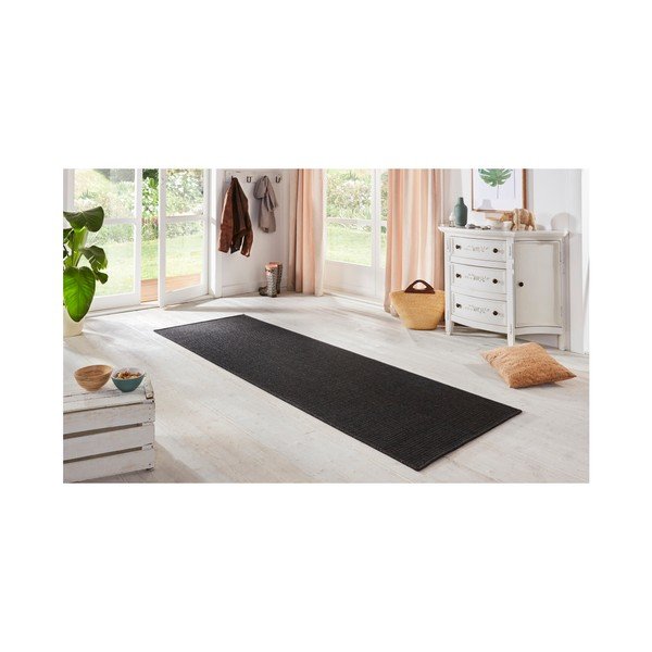 Juodos spalvos lauko kiliminė danga BT Carpet Sisal, 80 x 500 cm-image-1