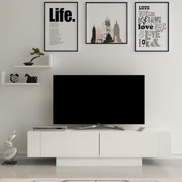 TV spintelių komplektas baltos spalvos 150x42 cm Matera – Zena Home-image-1