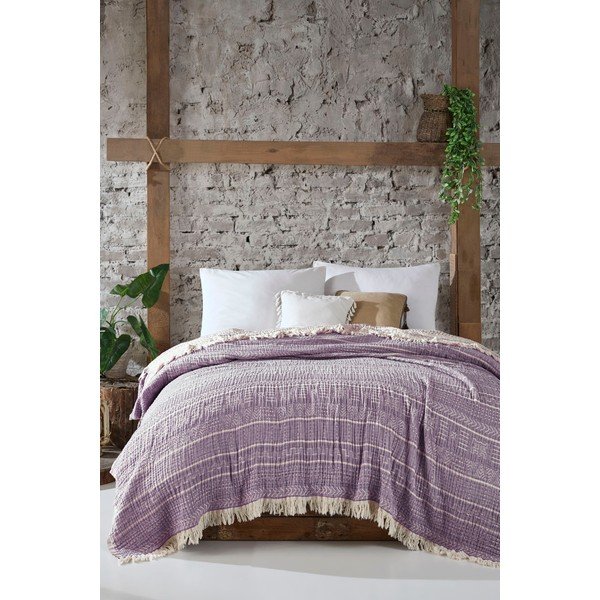 Violetinis muslino užvalkalas dvigulei lovai 220x240 cm Etno - Mijolnir-image-1