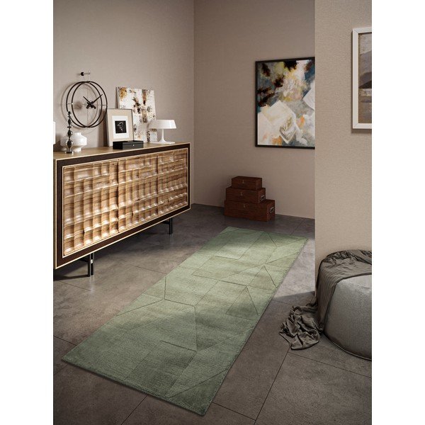 Rankų darbo iš vilnos kilimas žalios spalvos 80x250 cm Ursule – Villeroy&Boch-image-1