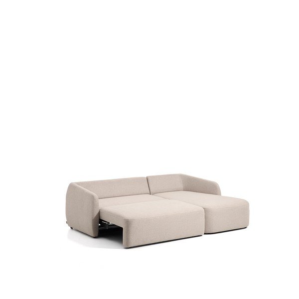 Smėlio spalvos sulankstoma kampinė sofa iš šenilinio audinio (su kairiuoju kampu/su gultu) Laira – Kave Home-image-3