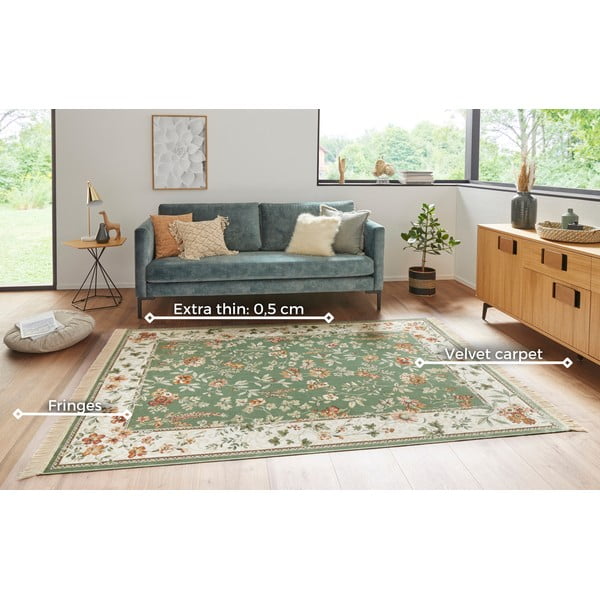 Iš viskozės kilimas žalios spalvos/kreminės spalvos 160x230 cm Oriental – Nouristan-image-3