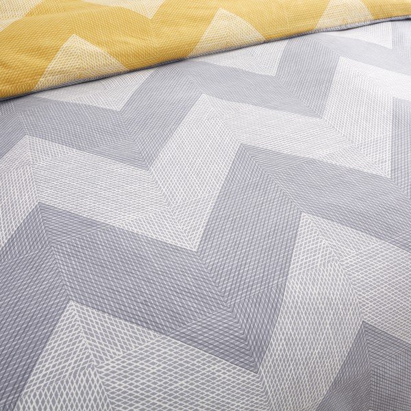 Geltonai pilka patalynė 200x135 cm Chevron Geo - Catherine Lansfield-image-3
