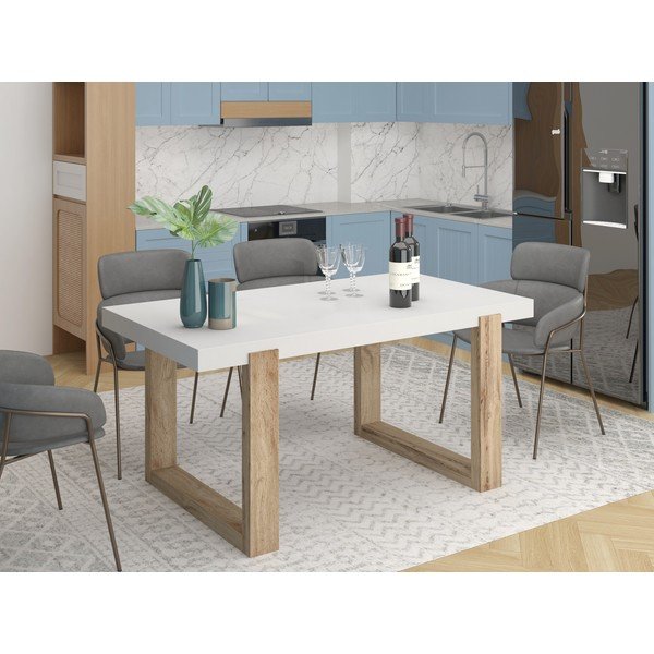 Valgomojo stalas baltos spalvos 90x160 cm Solid – Støraa-image-2