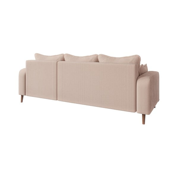 Iš kordinio velveto kampinė sofa smėlio spalvos (su dešiniuoju kampu) Beata – Ropez-image-3